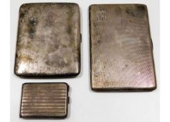 Two silver cigarette cases & one vesta case approx