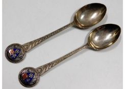 A pair of 1937 Birmingham silver teaspoons with Cr
