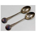 A pair of 1937 Birmingham silver teaspoons with Cr