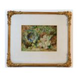 A 19thC. gilt framed watercolour of birds nest by