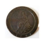 A good grade George III 1797 bronze two pence piec