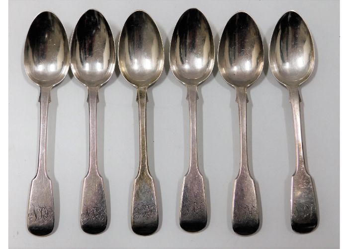 A set of six 1833 William IV London silver fiddle