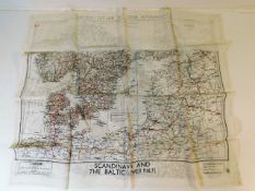 A double sided silk scarf depicting WW2 map of Sca