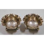 A 1905 pair of Edwardian Birmingham silver salts b