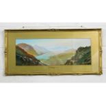A large gilt framed panoramic watercolour depictin