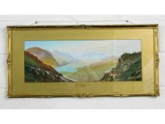 A large gilt framed panoramic watercolour depictin