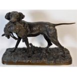 A 19thC. Coalbrookdale bronze figure of pointer hu