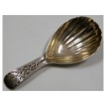 A Georgian London silver caddy spoon with shell st