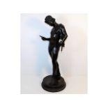A 19thC. bronze depicting Narcissus the hunter, 24