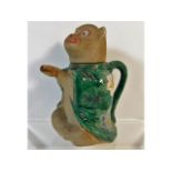 An antique Japanese Banko monkey teapot with ename