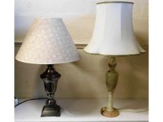 Two modern decorative lamps, tallest 32.5in