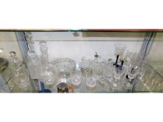 A quantity of glassware including antique decanter