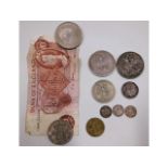 A small selection of silver coinage including a Ge