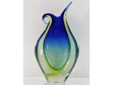 A decorative art glass Murano Sommerso vase by Flavio Poli for Seguso Vetri d'Arte 10.5in tall