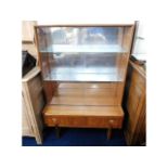 A teak retro mirrored back display cabinet & drawe