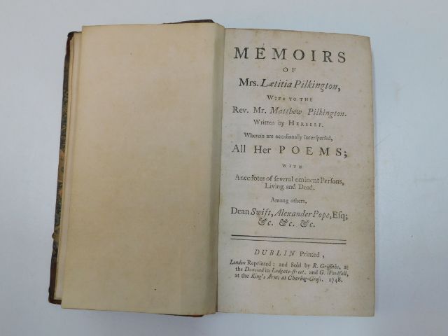 Book: Memoirs of Letitia Pilkington by Herself, da