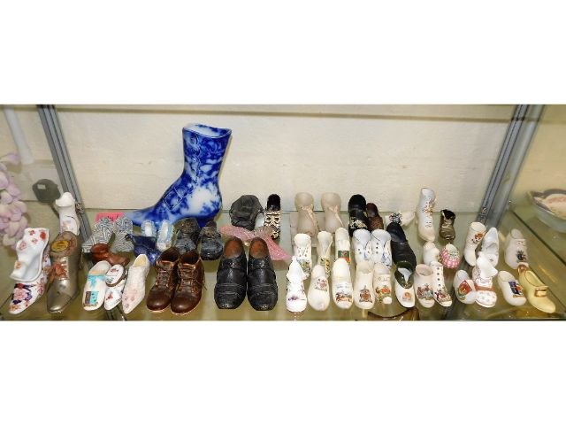 A large collection of mostly porcelain shoes, cont