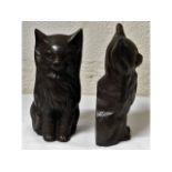 A pair of bronzed metal cat bookends 7in tall