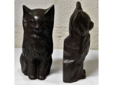 A pair of bronzed metal cat bookends 7in tall