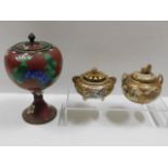 A Japanese cloisonne lidded pedestal bowl & cover