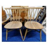 Four 1960's Ercol candlestick chairs with elm seats
