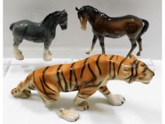 A Beswick horse twinned with a Melrose horse & a l