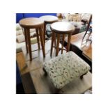 Three small stools, tallest 20.75in, twinned with