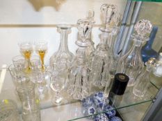 A quantity of mixed glassware & decanters includin