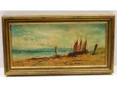 An early 20thC. oil on panel estuary scene, image