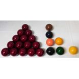 A quantity of vintage snooker balls with original