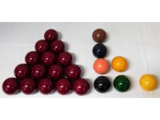 A quantity of vintage snooker balls with original