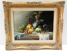 A well executed gilt framed oil still life by Arth