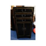 A Chinese lacquerware cabinet with three drawers &