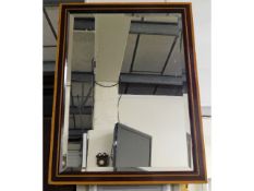 A c.1900 rosewood & satinwood framed mirror with b