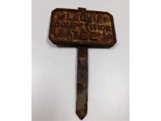 A cast iron Ladies Golf Union competition tee sign