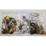 Five bags of mixed watch parts including brass mov