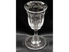 A small 19thC. sherry glass with etched decor 4.75