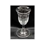 A small 19thC. sherry glass with etched decor 4.75