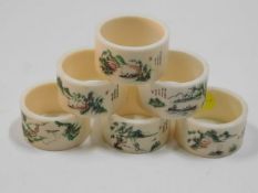 A set of six early 20thC. ivory napkin rings with