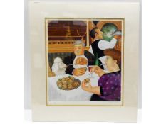 Beryl Cook Lithographic Print - Dining in Paris - Signed, mounted, 563/650, 27in x 24in inc. mount