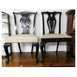 Two 18thC. country Chippendale dining chairs