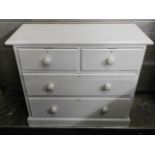 A painted Victorian pitch pine chest of drawers, 3