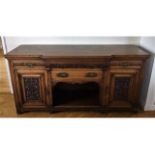 A large Victorian oak dresser base, 78.125in long