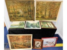 Six original landscape oils by German artist Eugen