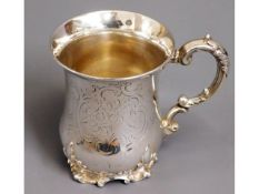 An 1843 London silver christening cup, with inscri