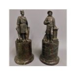 A pair of late Victorian spelter & Cornish serpent