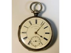 A substantial gents 19thC. silver cased fusee pocket watch by Thomas Russell & Son 72670, case 55mm