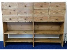 A Victorian pitch pine haberdashery style cabinet