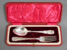 A cased Edwardian 1906 Sheffield silver christenin