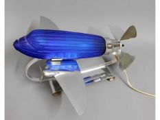 An art deco style Sarsaparilla NY jet lamp in glas